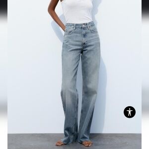 ZARA TRF HIGH RISE WIDE LEG JEANS 8 x 34